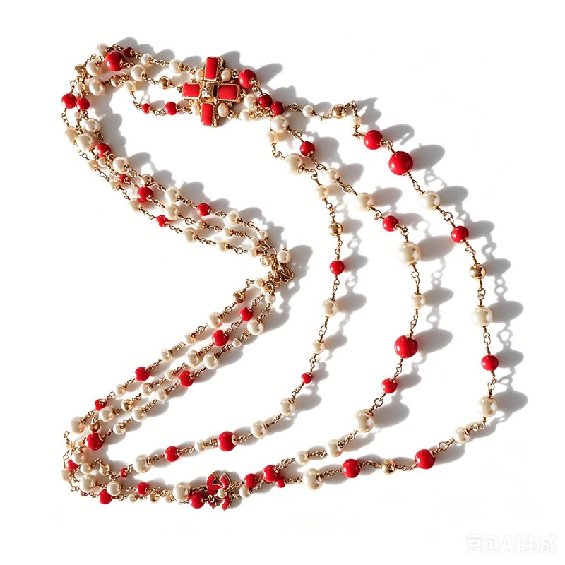 CC pearl cross Long necklace