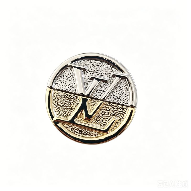 Round LV Brooch